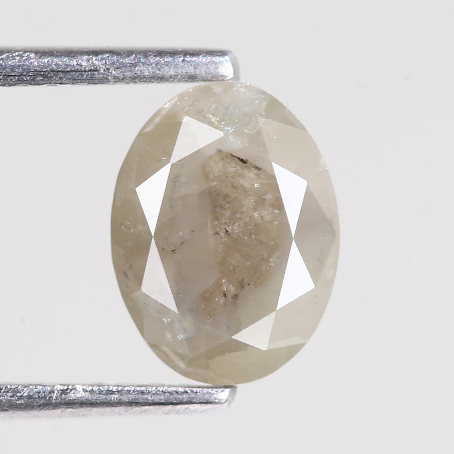 1.23 Carat Natural Oval Cut Light Grey Diamond 8.10 MM