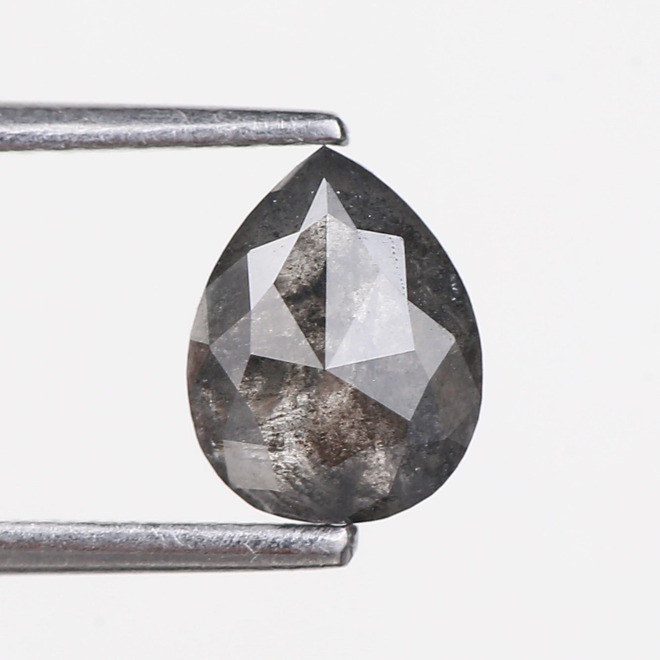 1.23 Carat Natural Pear Salt and Pepper Diamond 7.51 MM