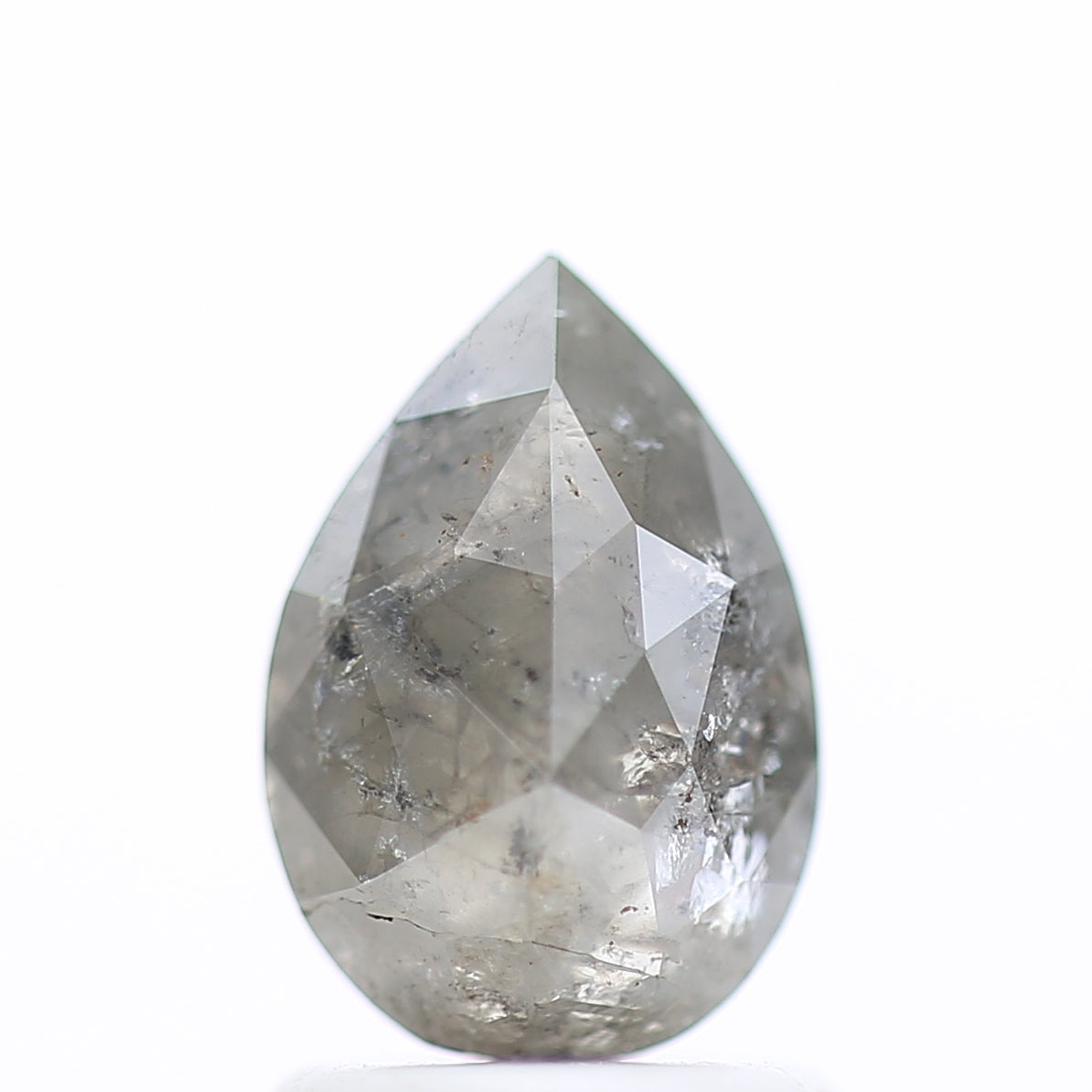 1.24 Carat Gray Pear Salt and Pepper Natural Diamond 8.48 MM