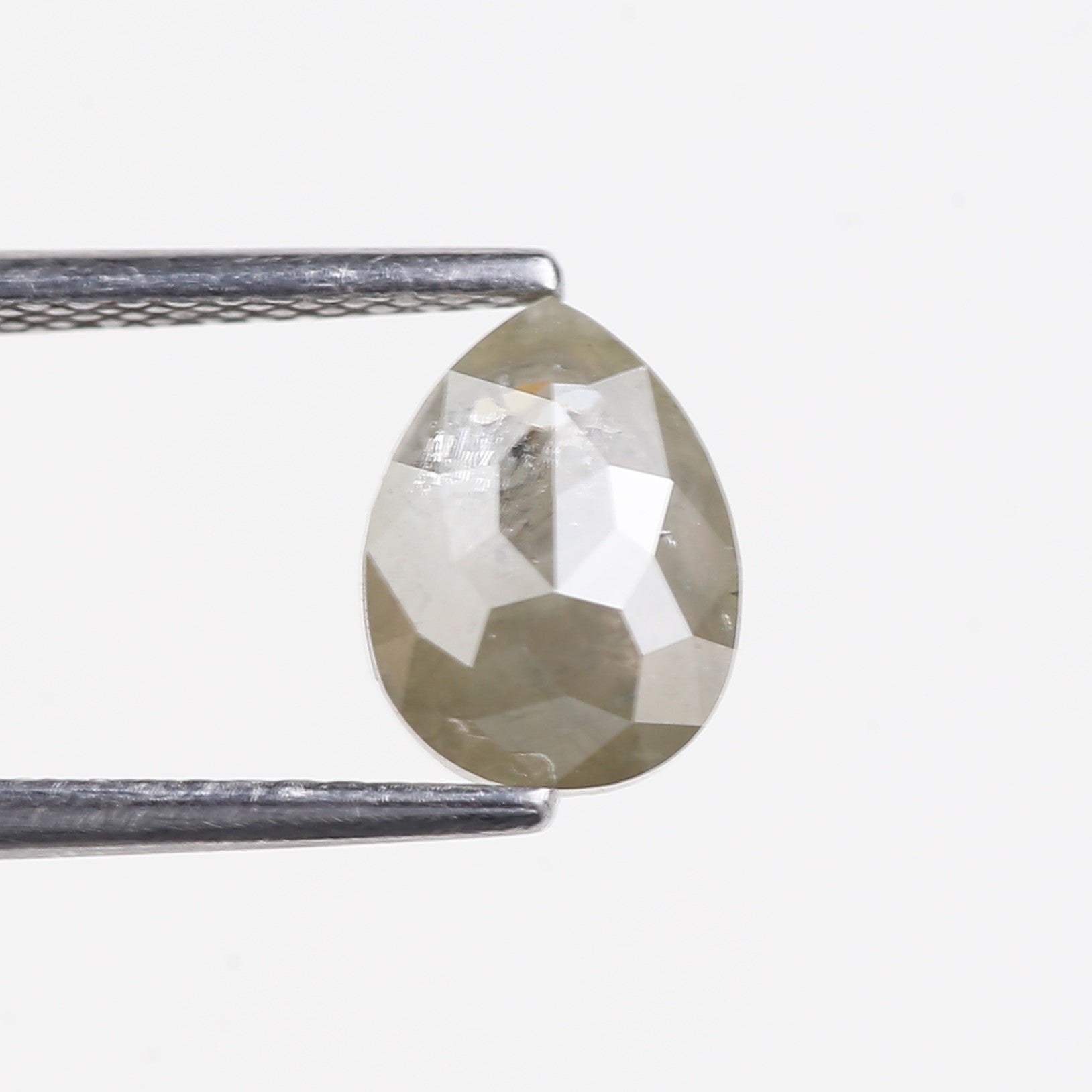 1.28 Carat Natural Pear Rose Cut Salt and Pepper Diamond 8.1 MM