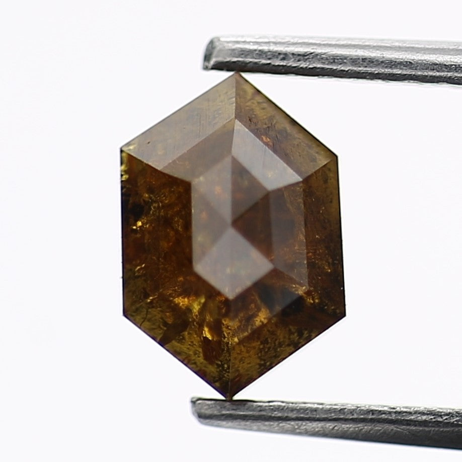 1.31 Carat Fancy Brown Hexagon Salt and Pepper Diamond 7.8 MM