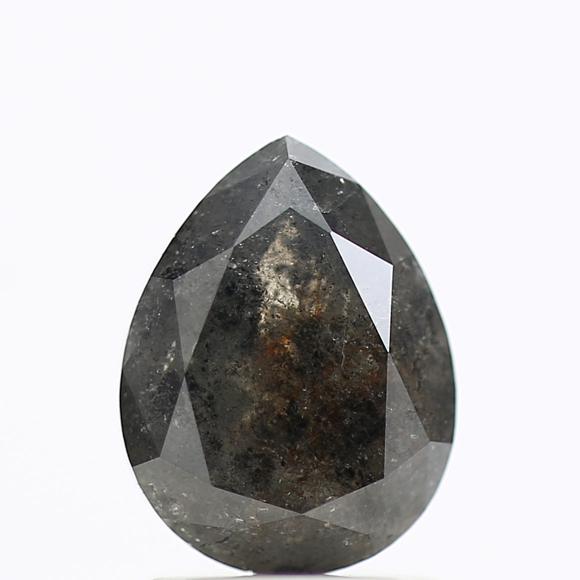 Brilliant Pear Rose Cut Salt and Pepper Diamond&nbsp;