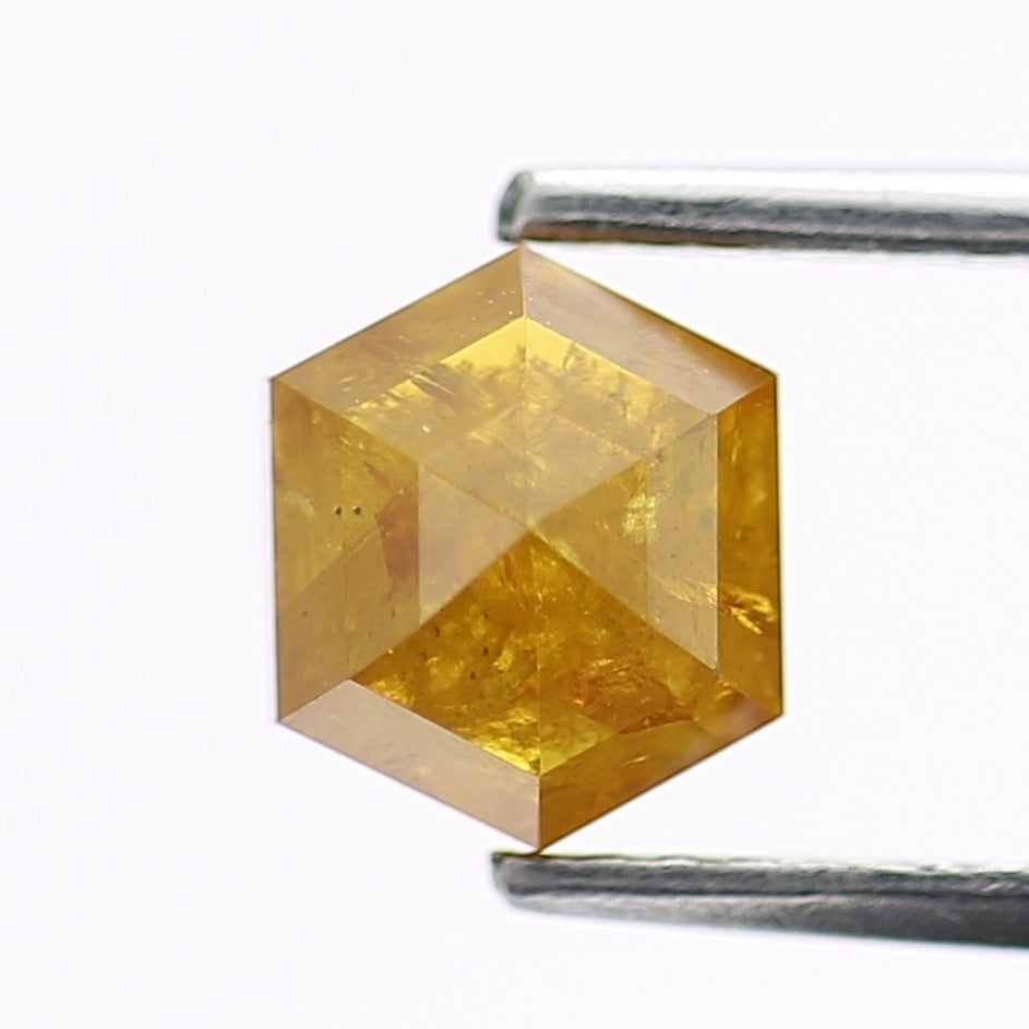 1.38 Carat Fancy Yellow Hexagon Salt and Pepper Diamond 6.8 MM
