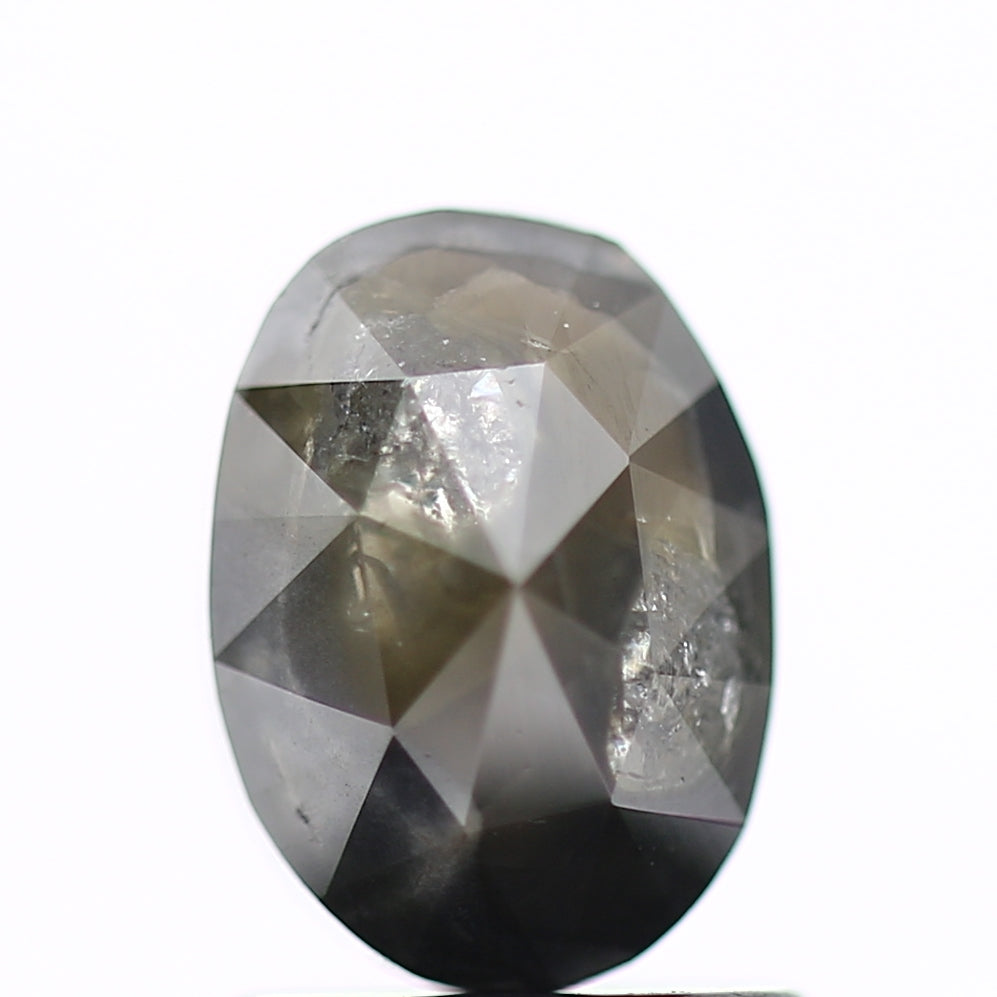 1.40 Carat Gray Oval Rose Cut Natural Diamond 7.6 MM