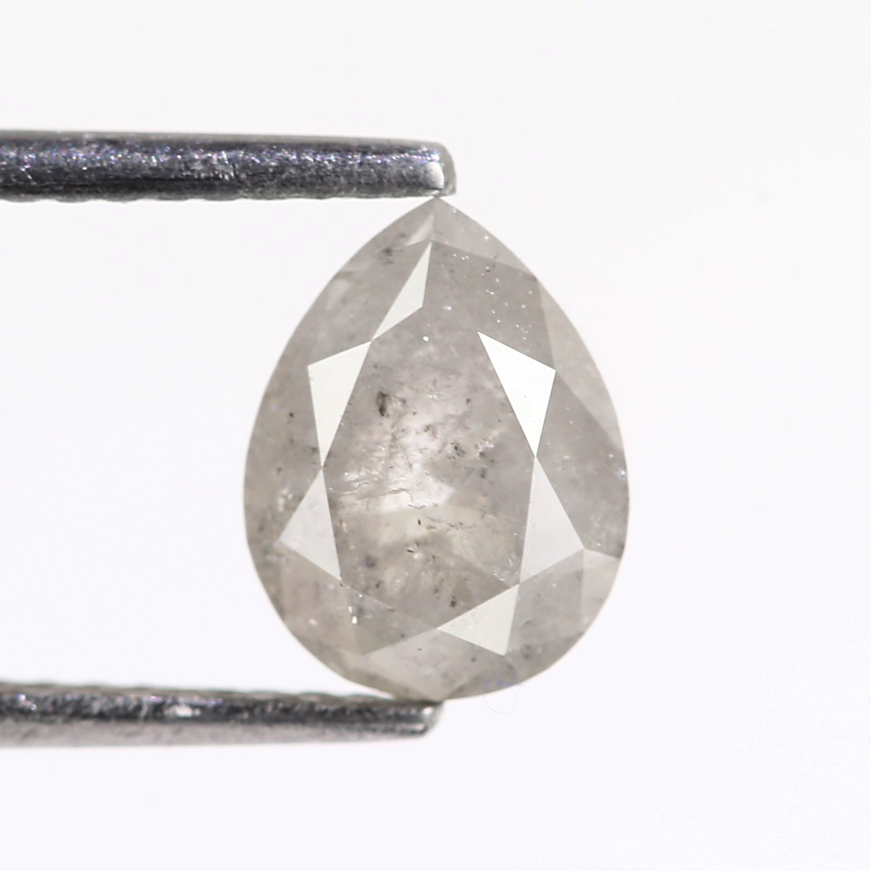 1.41 Carat Natural Brilliant Pear Rose Cut Gray Salt And Pepper Diamond 8.17 MM