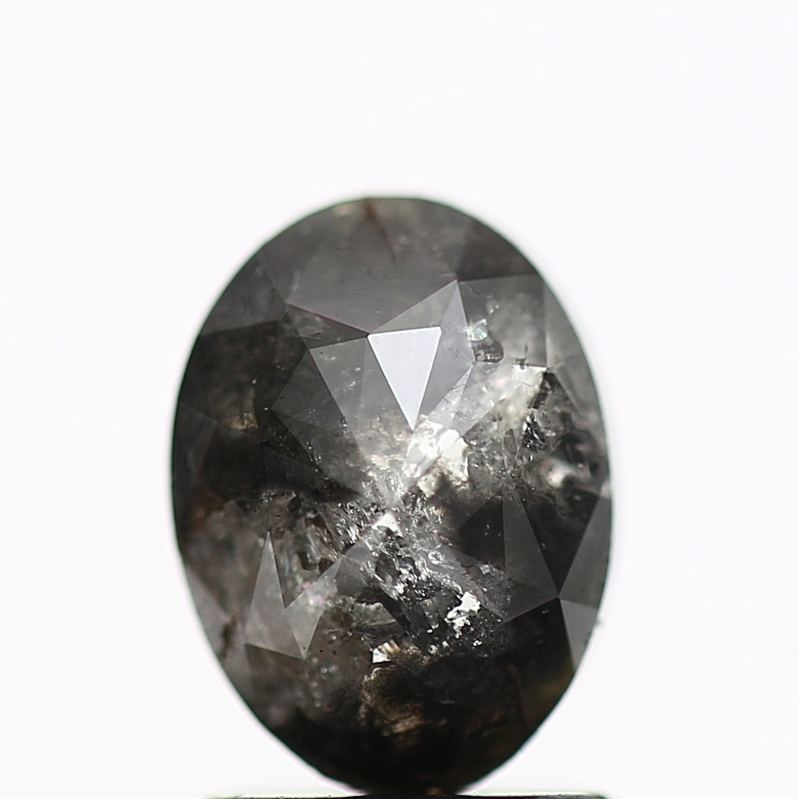 1.41 Carat Oval Natural Black Salt and Pepper Loose Diamond 8.10 MM