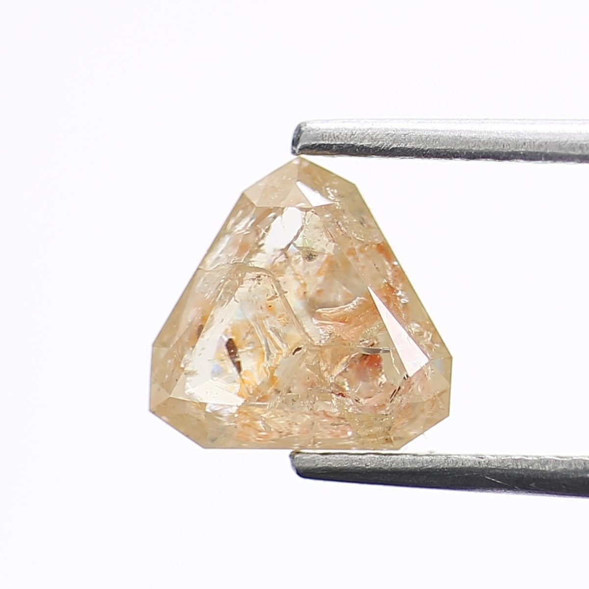 1.42 Carat Natural Orange Trillion Salt and Pepper Diamond 7.3 MM