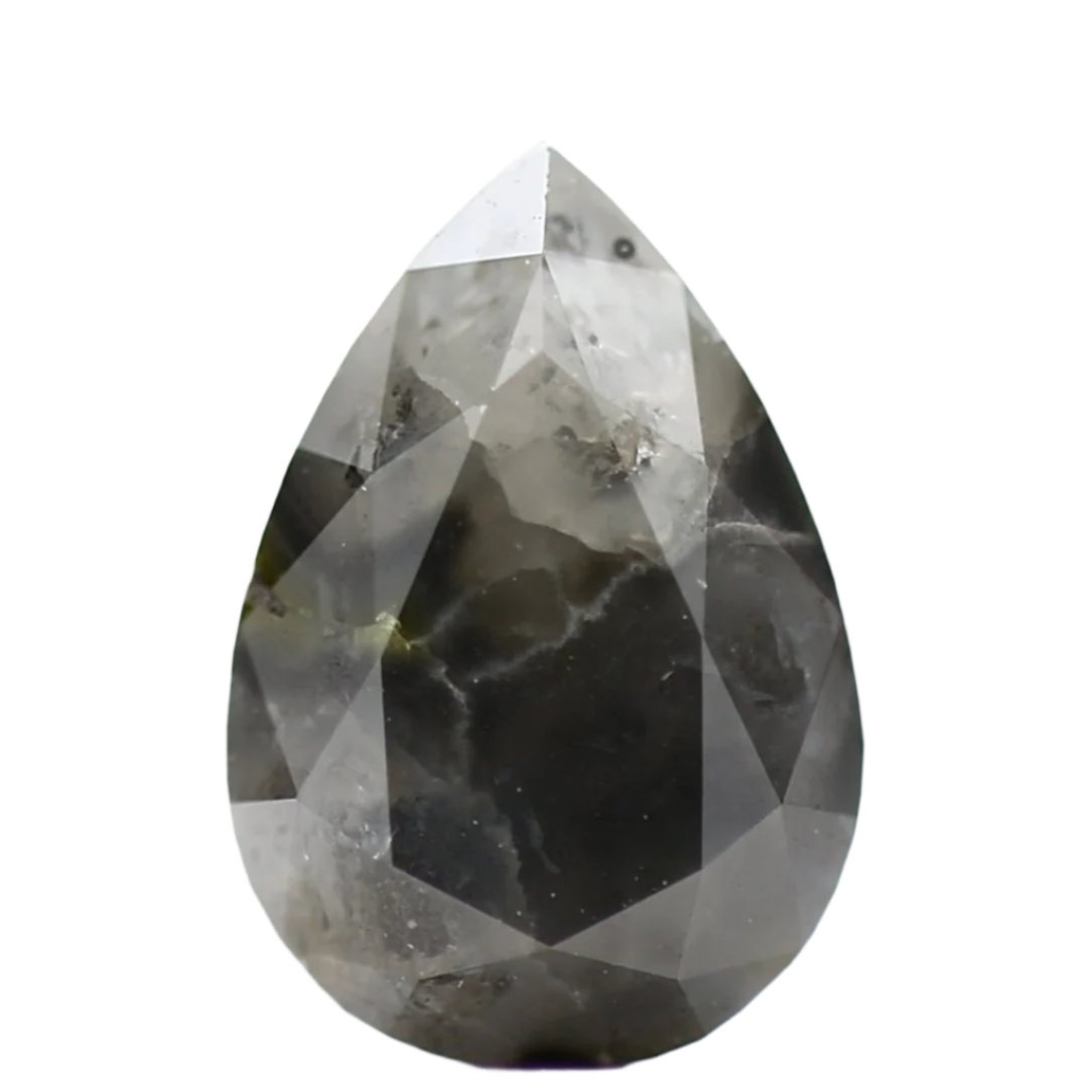 1.48 Carat Natural Gray Diamond For Pear Diamond Solitaire Necklace