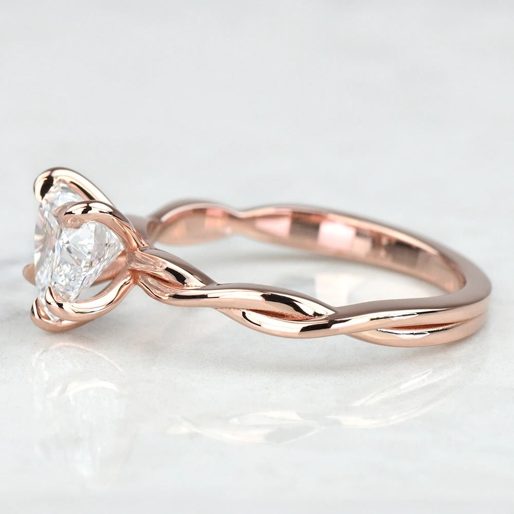 1.50 Carat Lab Created Heart Diamond Twisted Engagement Ring