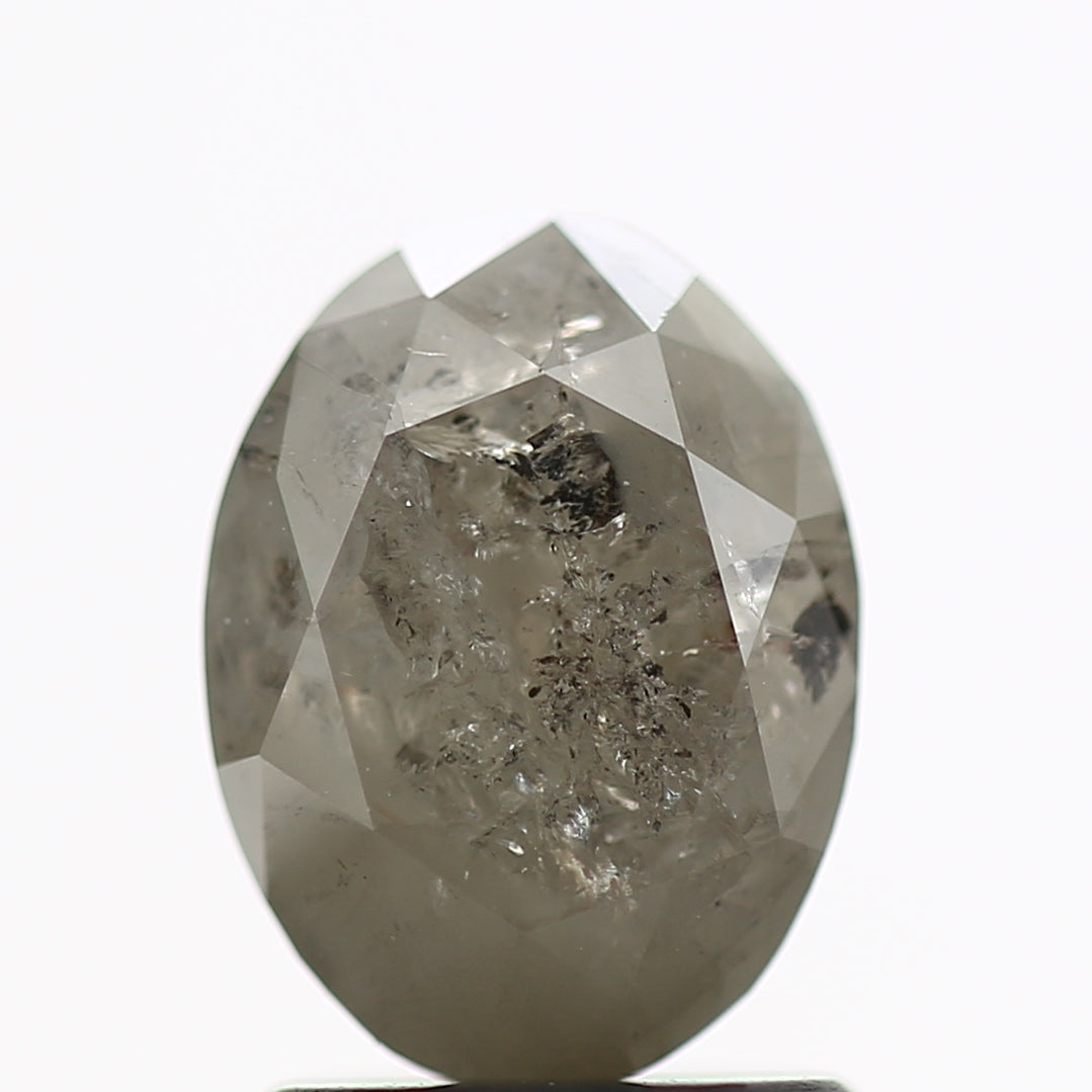 1.51 Carat Fancy Gray Oval Rustic Natural Diamond 8.3 MM