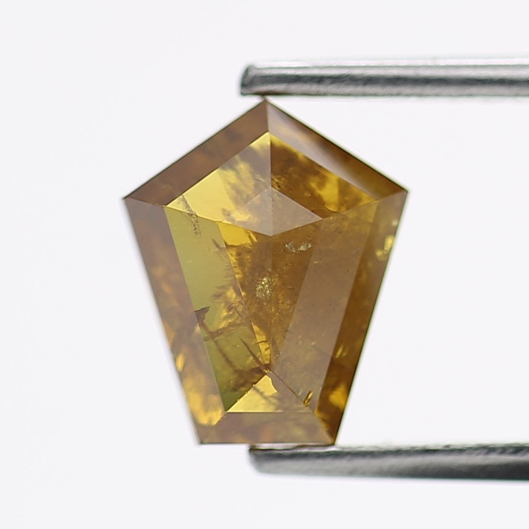 1.53 Carat Natural Fancy Yellow Kite Salt and Pepper Diamond 8.4 MM