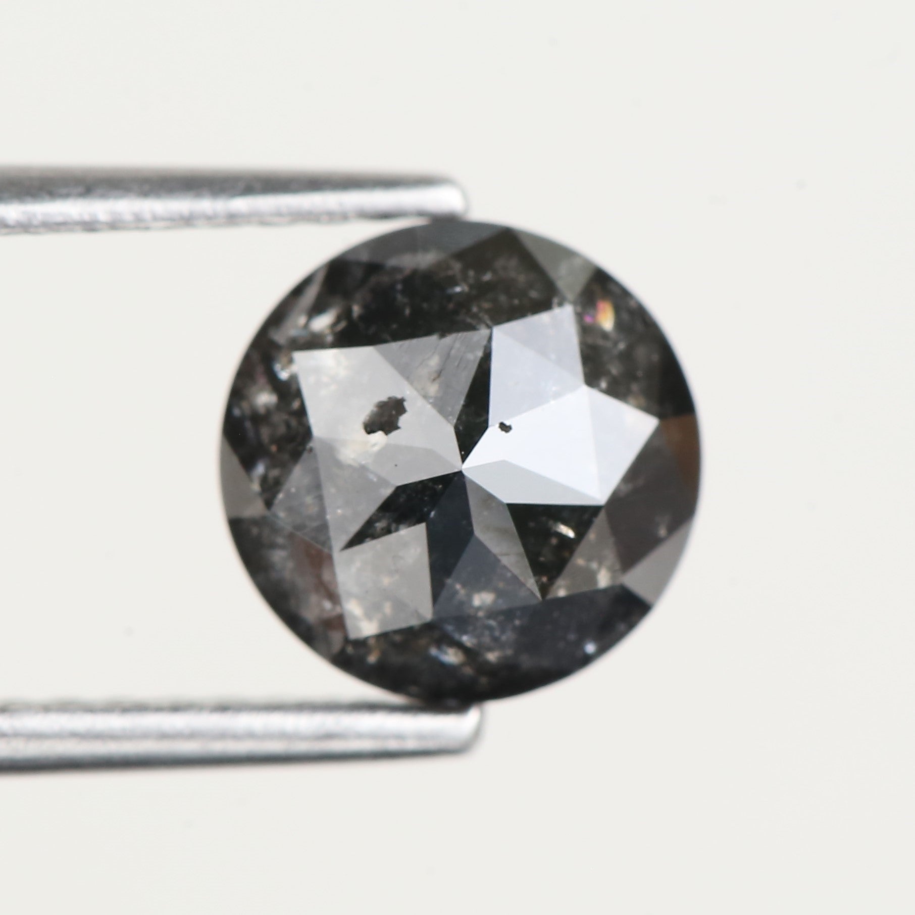 Black Natural Rose Cut Salt and Pepper Diamond 7.2 MM