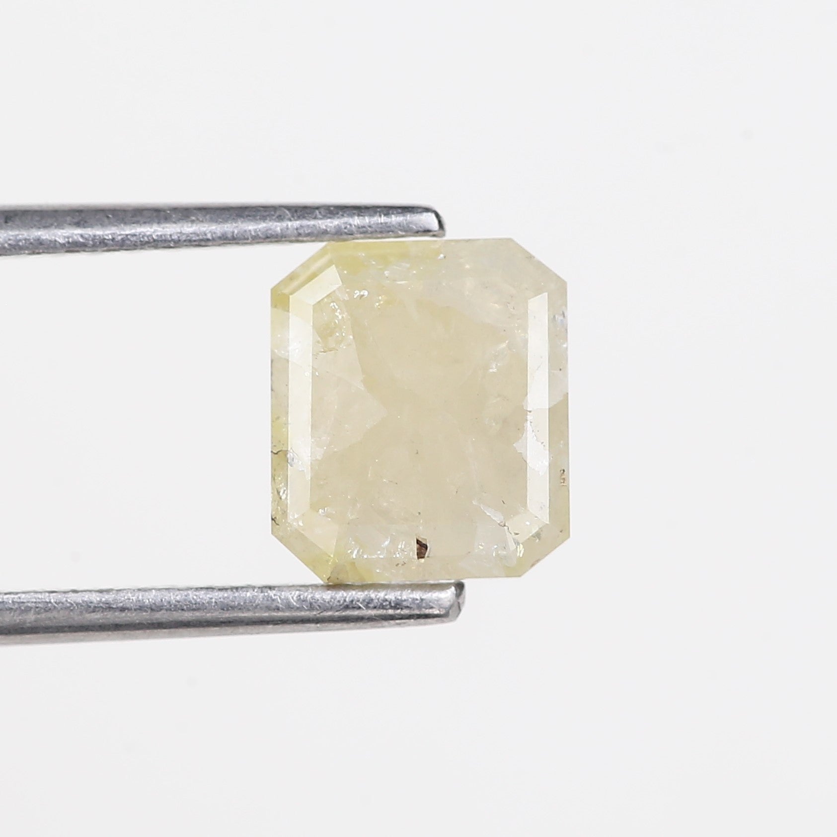 1.56 Carat Natural Emerald Cut Yellowish Gray Salt Pepper Diamond