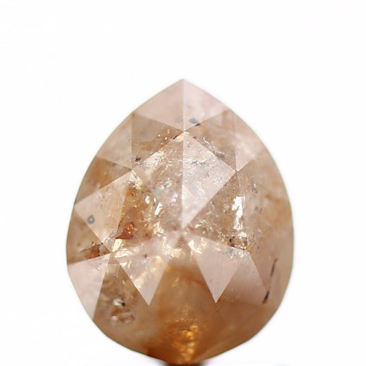 1.57 Carat Rose Cut Orange Rustic Pear Natural Diamond 7.6 MM