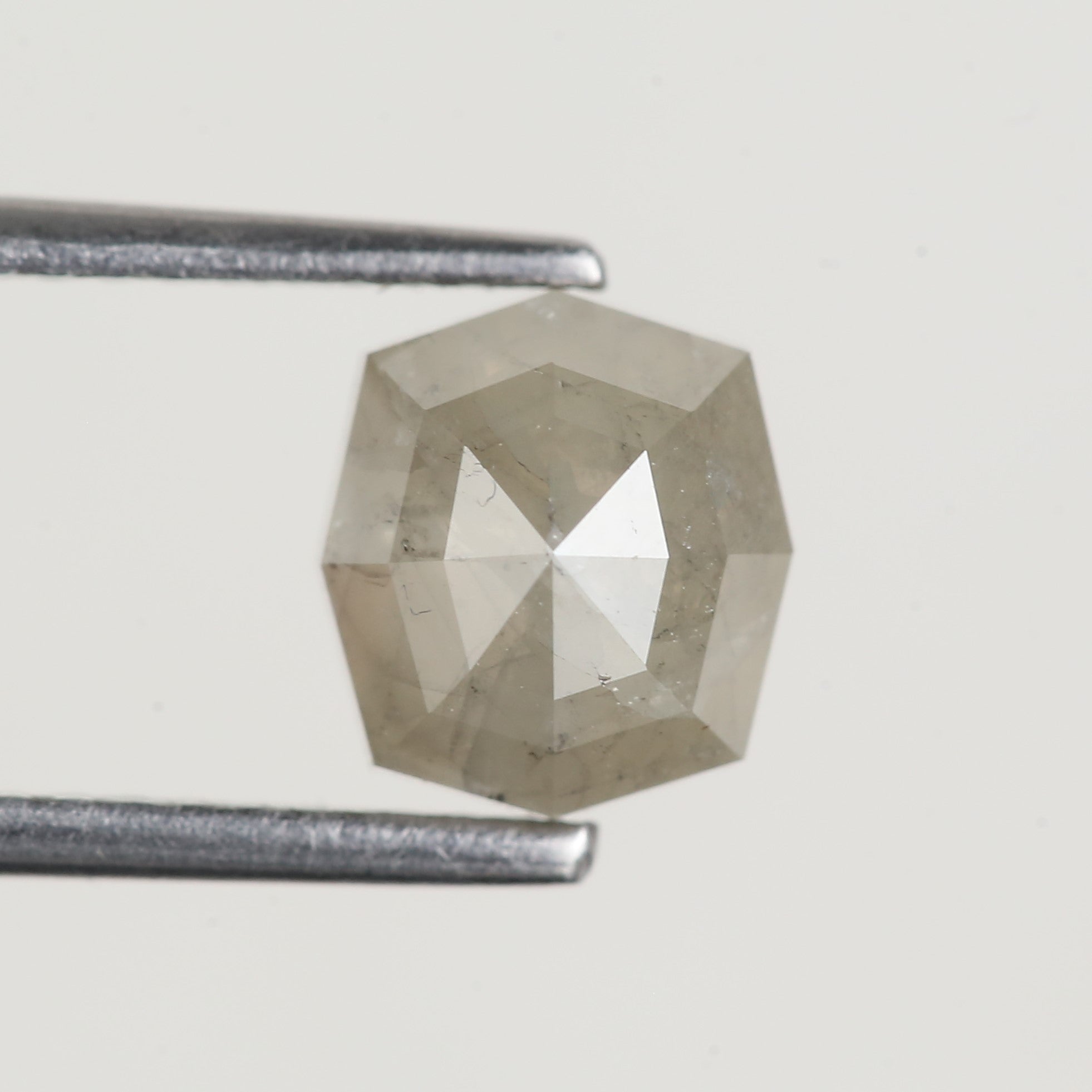 1.57 Ct Hexagon Grey Salt and Pepper Diamond 7.1 MM