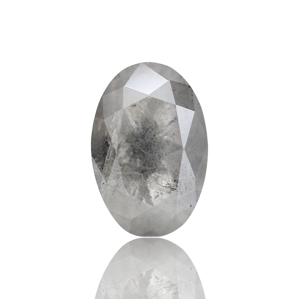 1.60 Carat Rose cut Fancy Gray Oval Salt and Pepper Diamond 8.52 MM