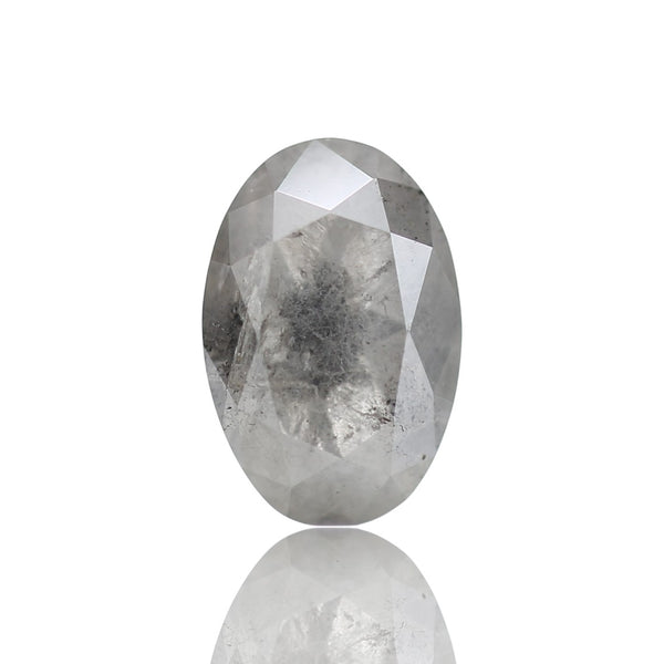 1.60 Carat Rose cut Fancy Gray Oval Salt and Pepper Diamond 8.52 MM