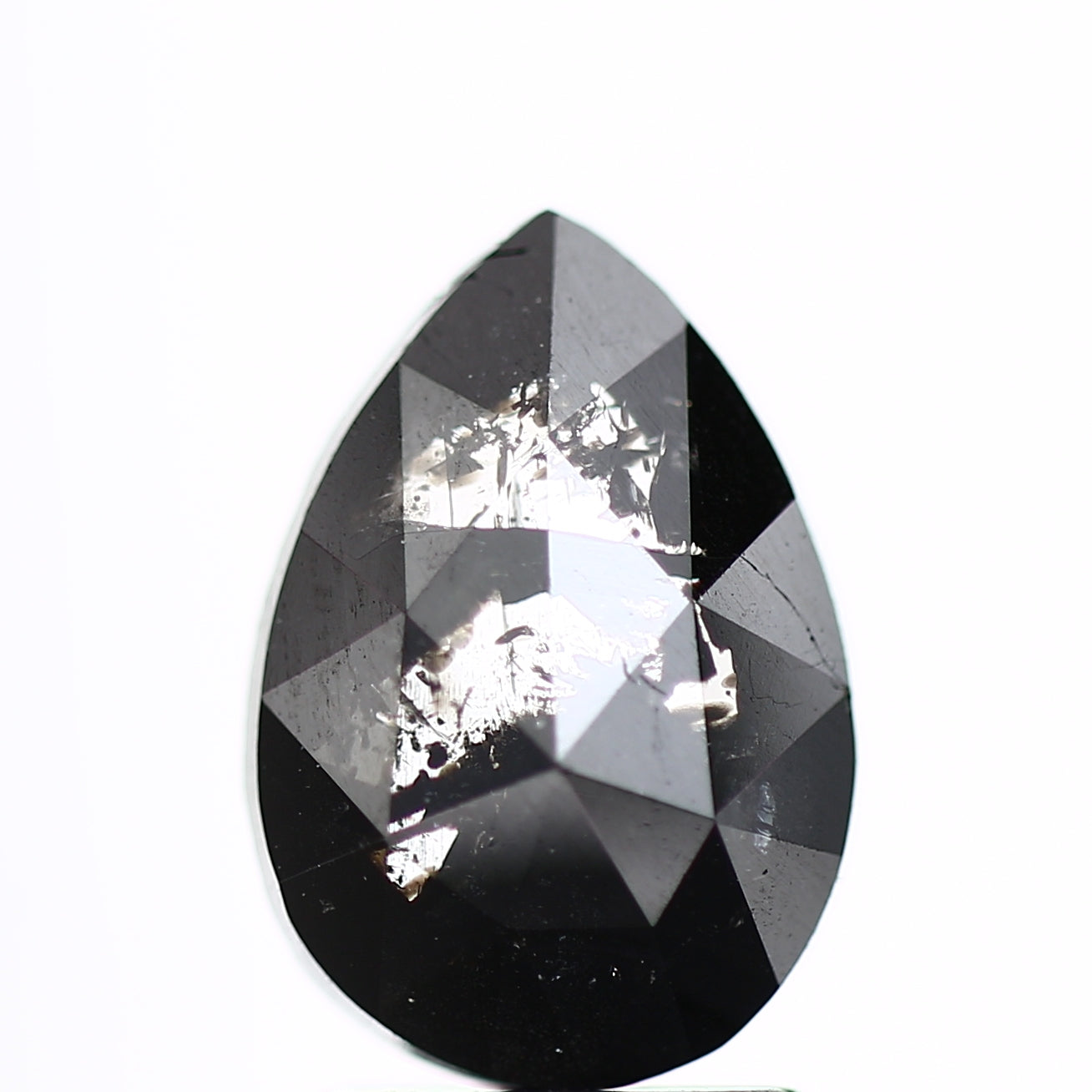 1.61 Carat Pear Rose Cut Salt And Pepper Galaxy Diamond