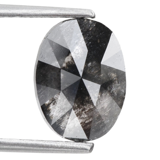 1.71 Carat Oval Gray Rose Cut Diamond 9.81 MM