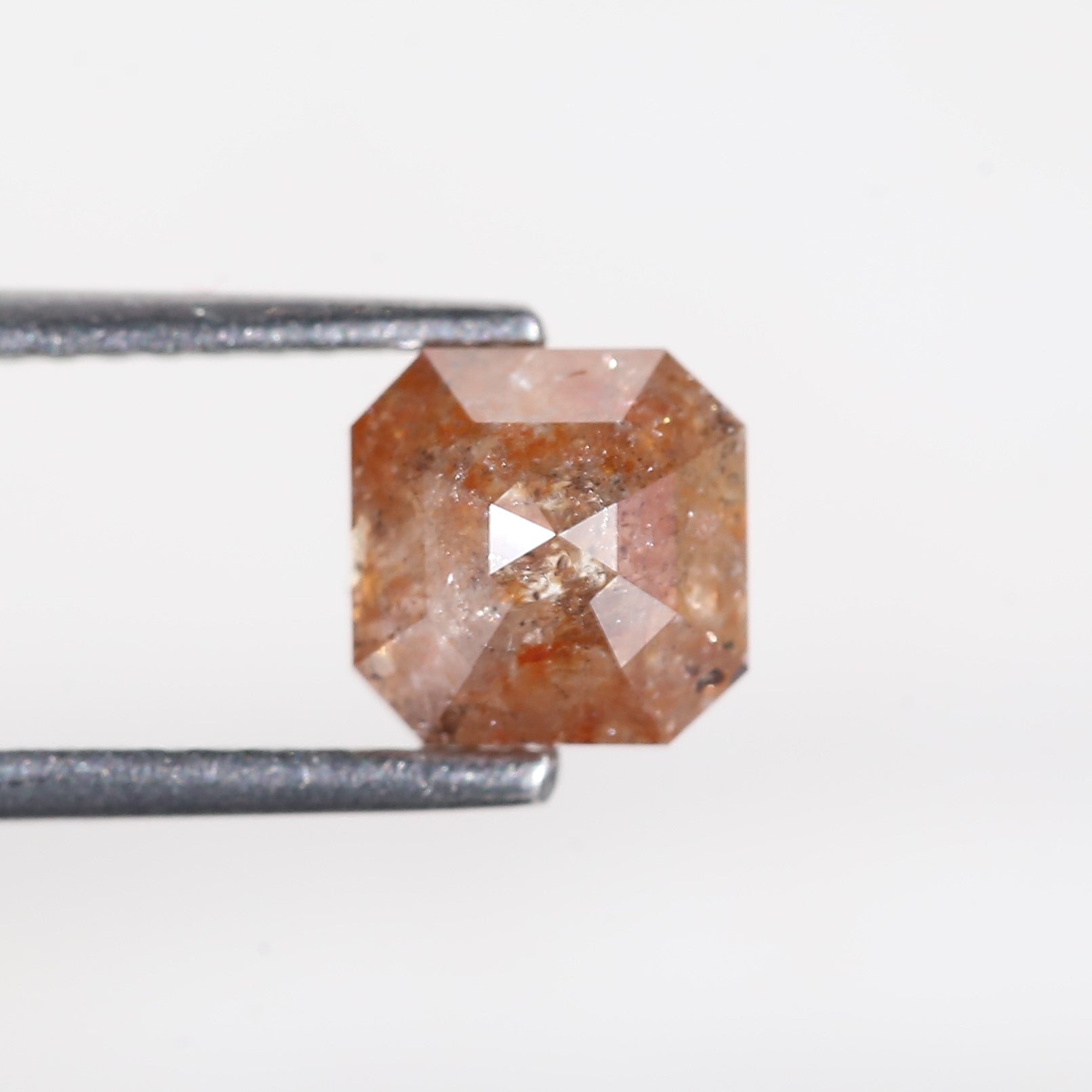 1.72 Carat Asscher Cut Orange Salt and Pepper Diamond 6.12 MM