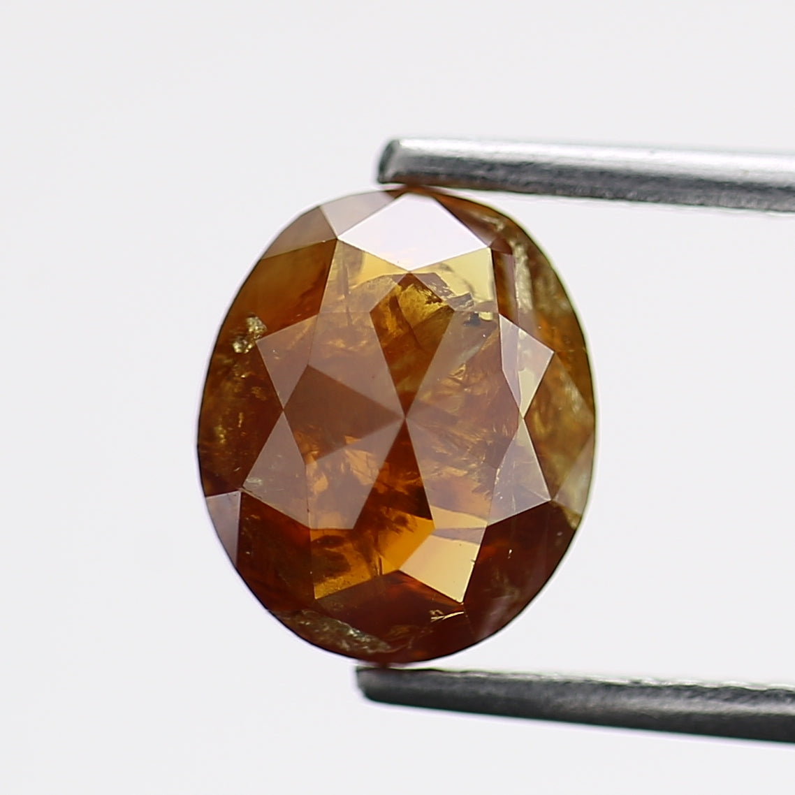 1.72 Carat Natural Cognac Brown Oval Salt and Pepper Diamond 8.2 MM