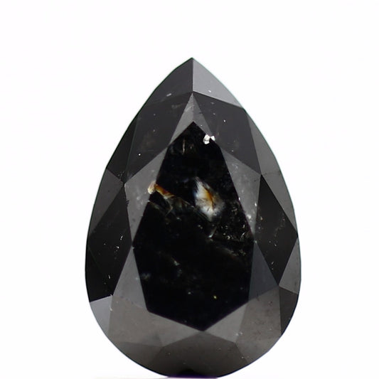 1.72 Carat Natural Fancy Black Pear Shape Salt and Pepper Diamond