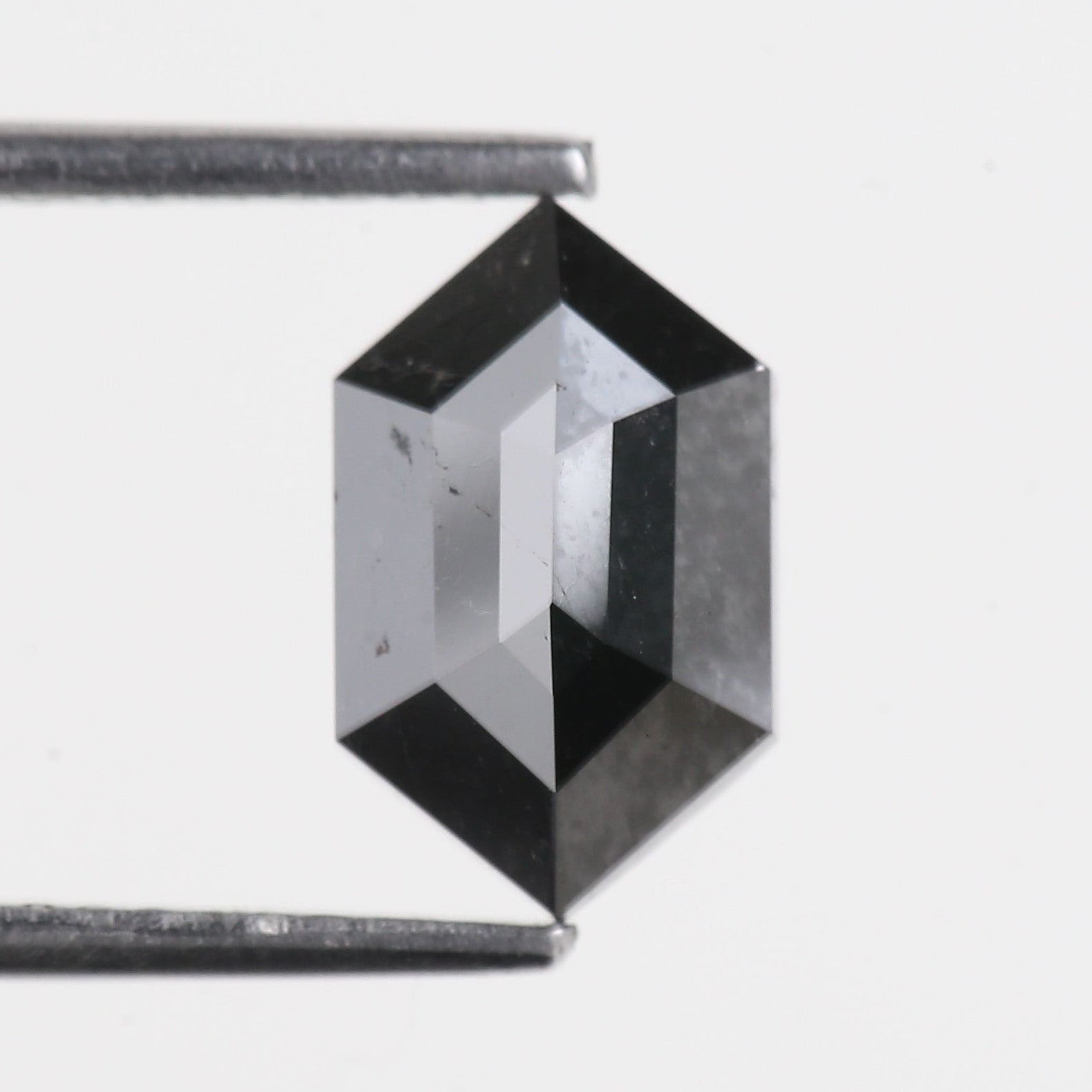 1.74 Carat Natural Loose Black Hexagon Cut Salt And Pepper Diamond