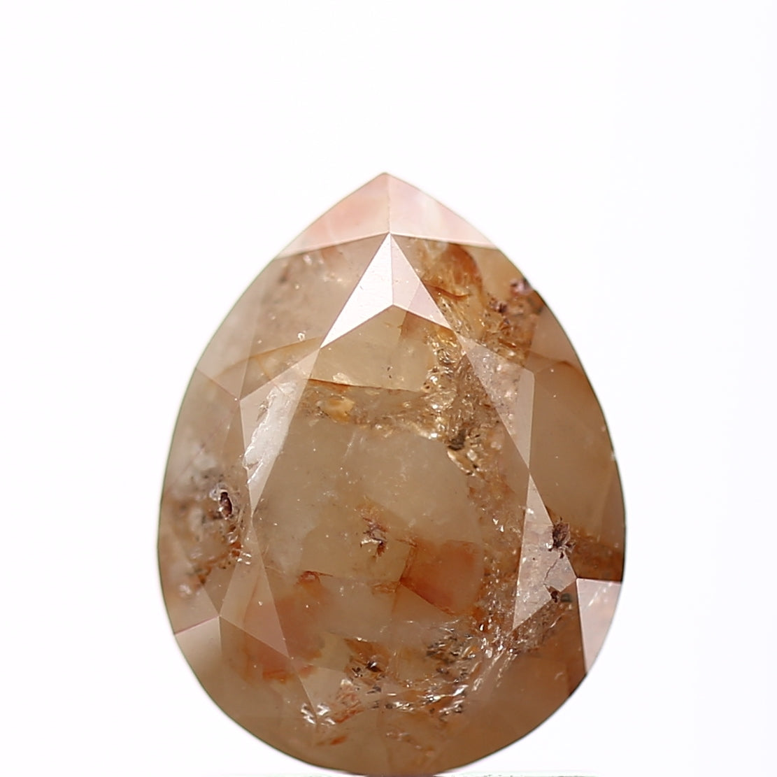 1.76 Carat Natural Pear Peach Orange Rustic Rose Cut Diamond SDM257