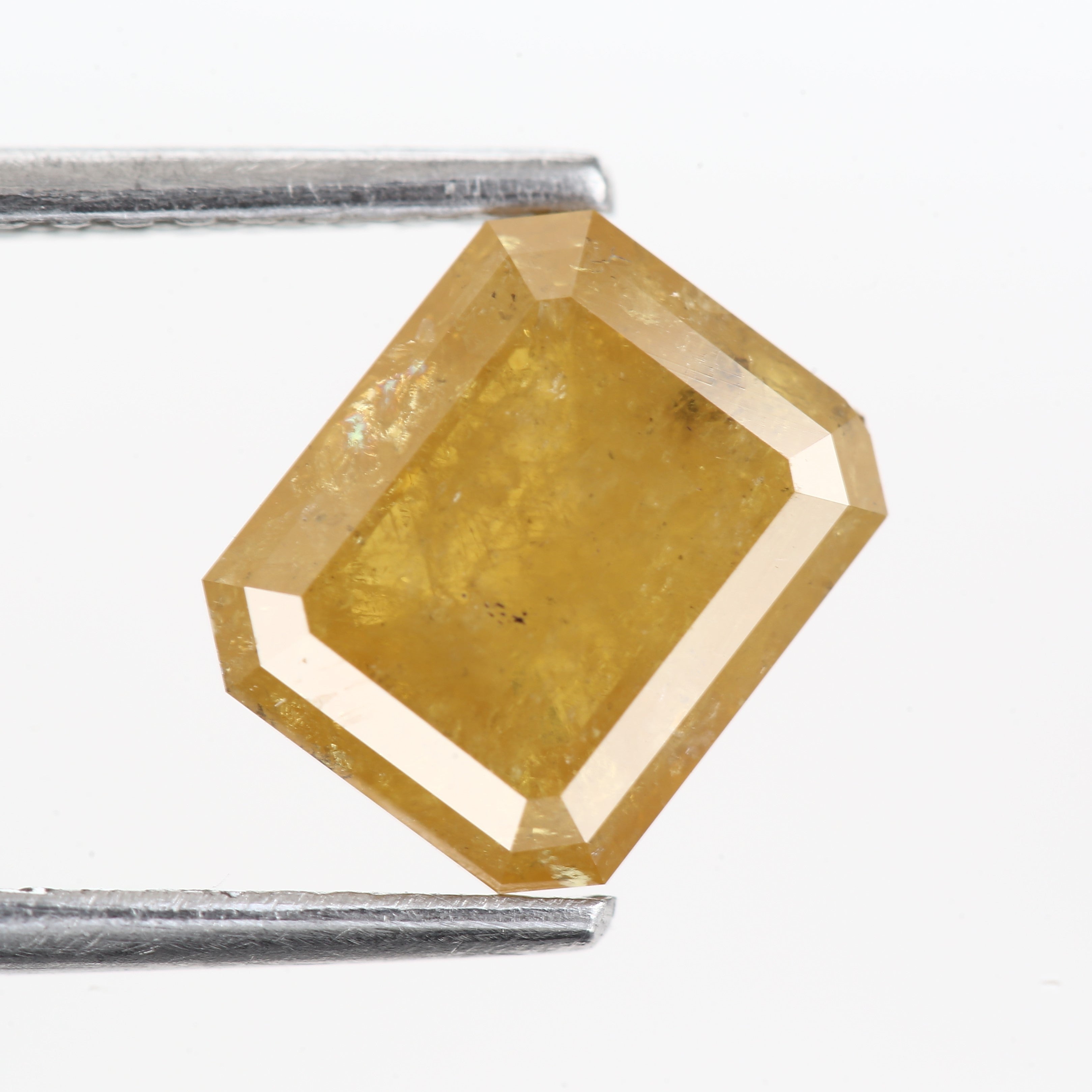 1.78 Carat Natural Emerald Cut Rustic Fancy Yellow Diamond 7.7 MM