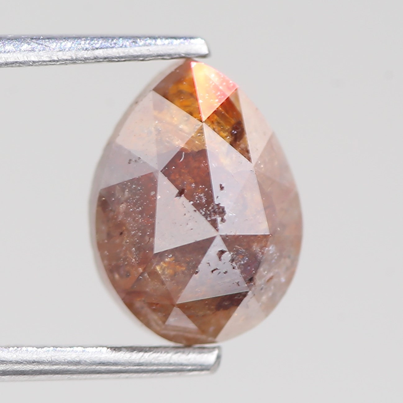 1.81 Carat Natural Pear Shape Orange Salt And Pepper Diamond 8.81 MM