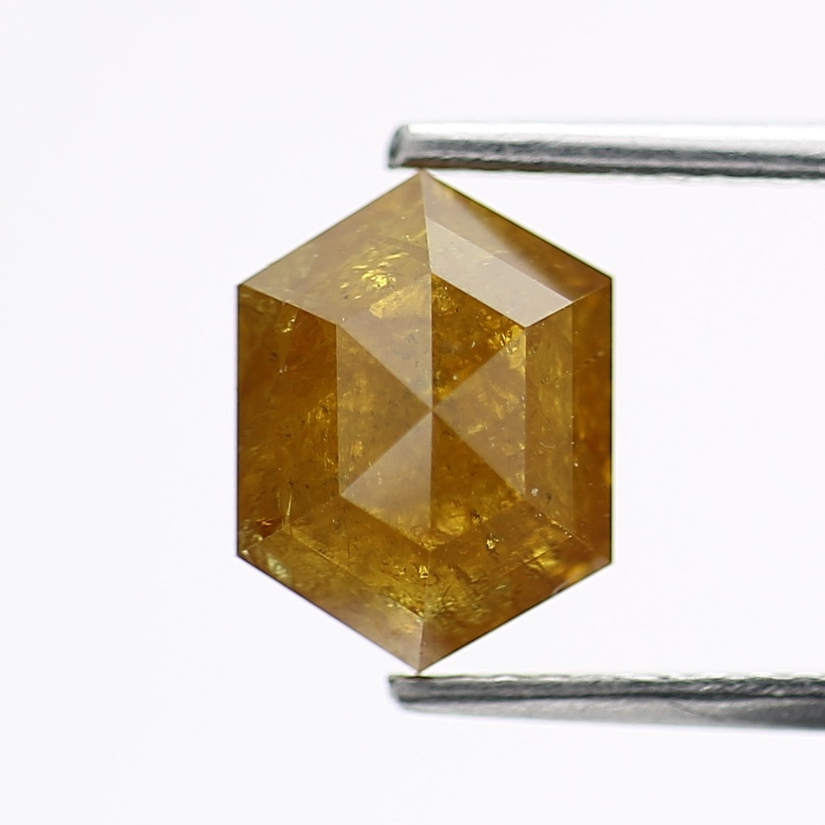 1.87 Carat Natural Yellow Hexagon Salt and Pepper Diamond 8.75 MM