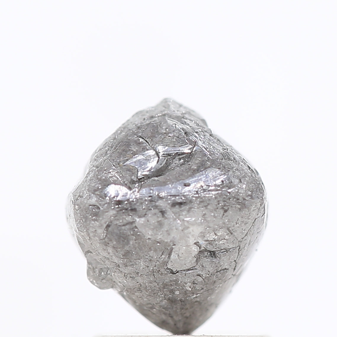 2.21 Carat Fancy Gray Uncut Octahedron Rough Natural Diamond 7.50 MM - Blackdiamond