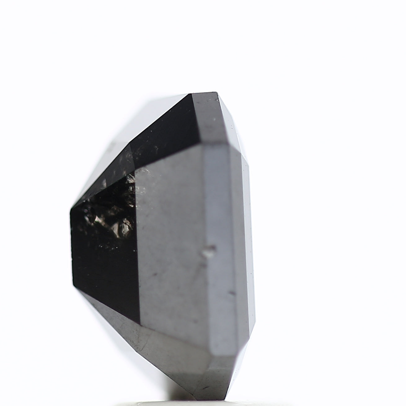 3 Ct Black Emerald Cut Diamond Natural Salt and Pepper Diamond 9.42 MM