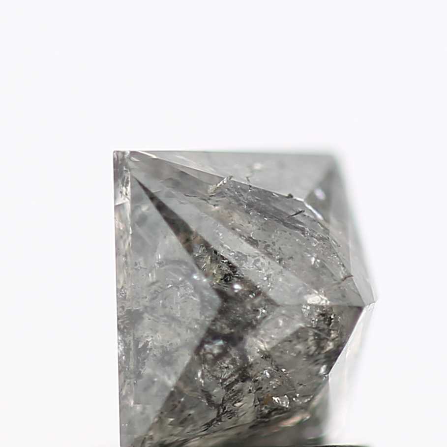 1.25 Carat 5.85 MM Natural Gray Princess Cut Salt and Pepper Diamond - Blackdiamond