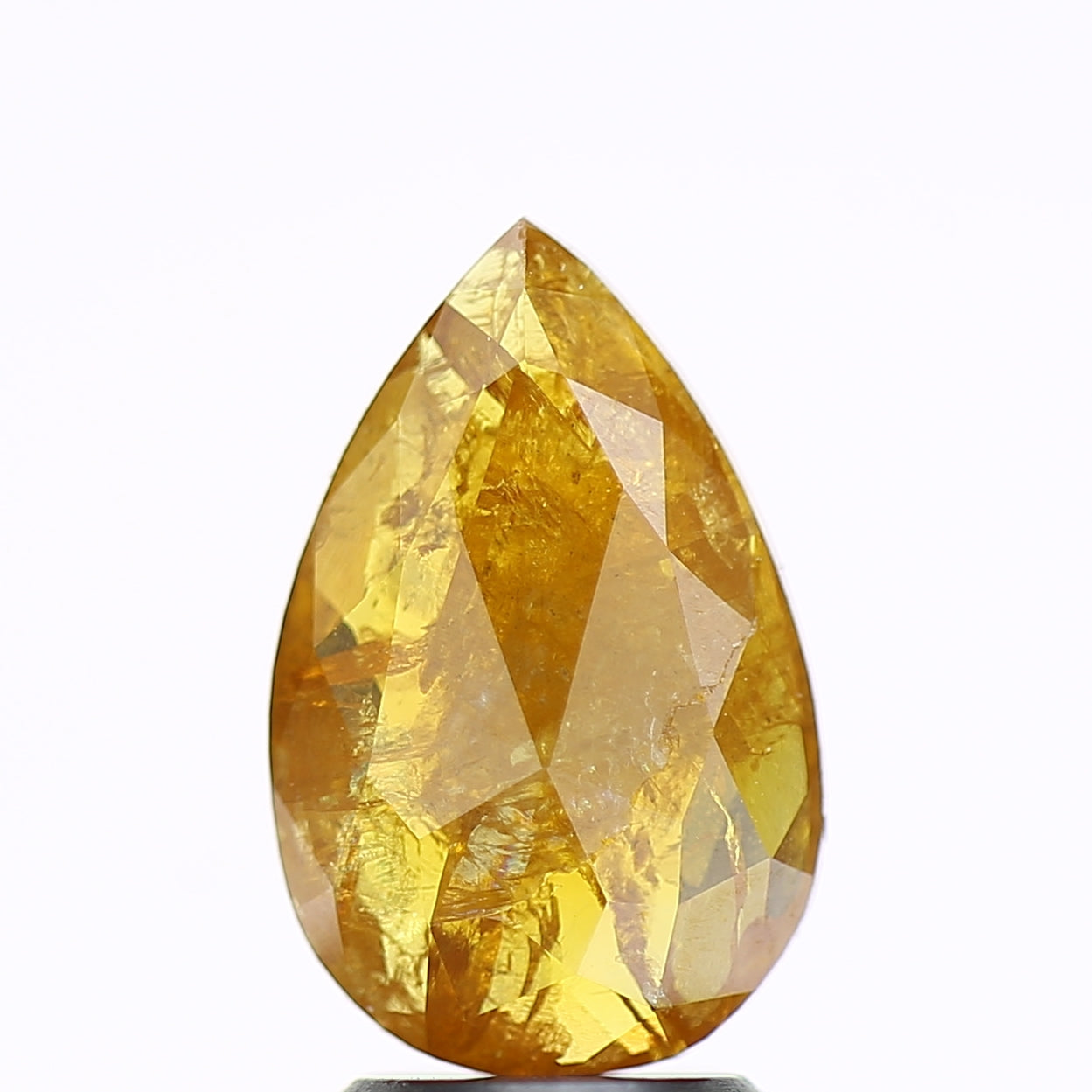 2 Carat Pear Salt and Pepper Diamond Fancy Yellow 11.90 MM