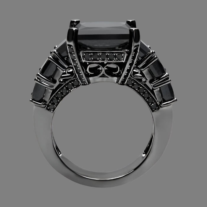 Black Princess Cut Diamond Engagement Ring 14K Black Gold