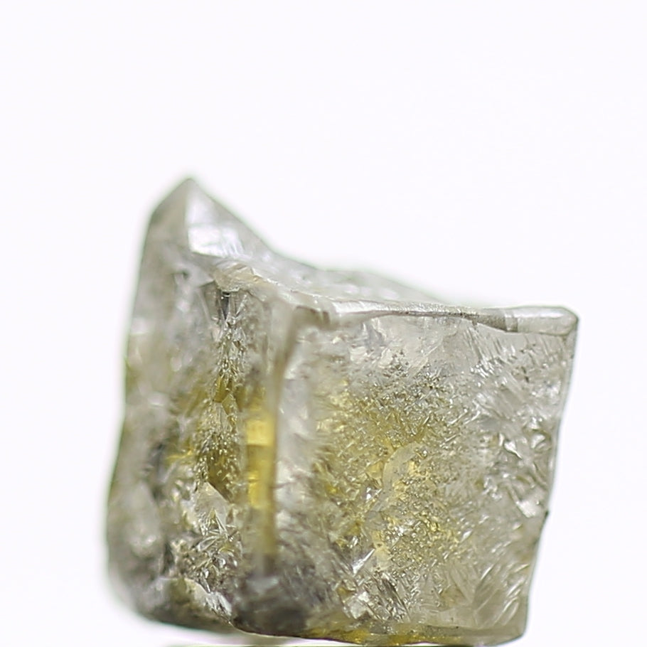 3.54 Carat Natural Yellow Green Raw Rough Cube Diamond 6.5 MM
