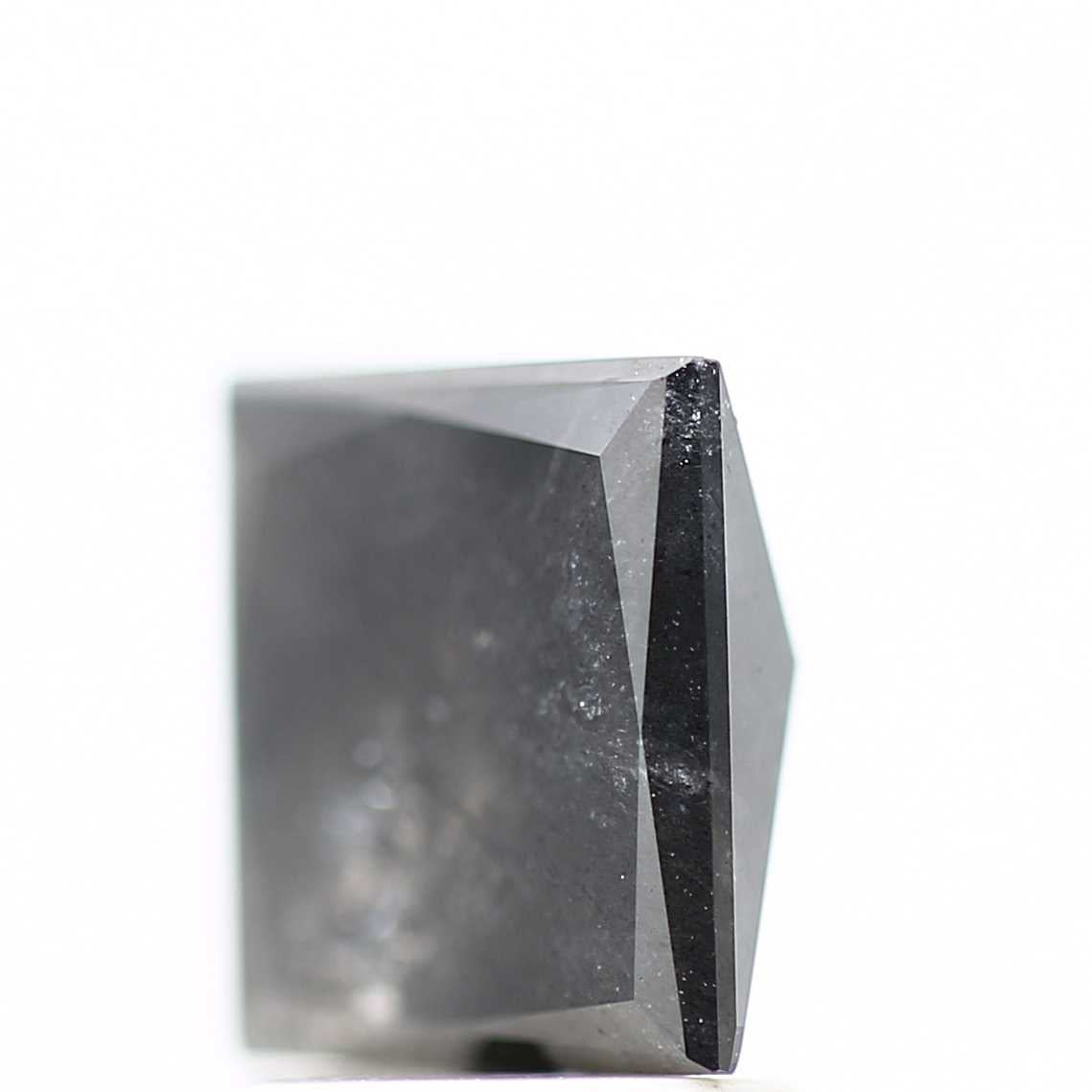 1.96 Carat 7.1 MM Natural Gray Princess Cut Salt and Pepper Diamond - Blackdiamond