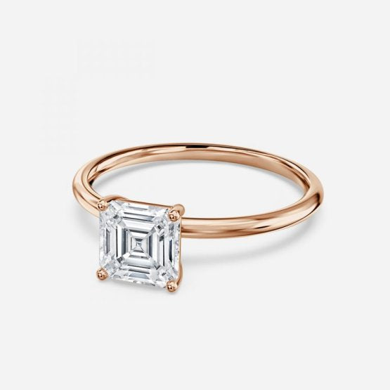 Bdaya Asscher Solitaire Engagement Ring 14K / 18K Solid Gold