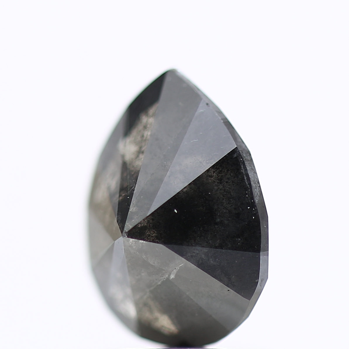 1.84 Carat Gray Black Salt and Pepper Pear Diamond 9.16 MM
