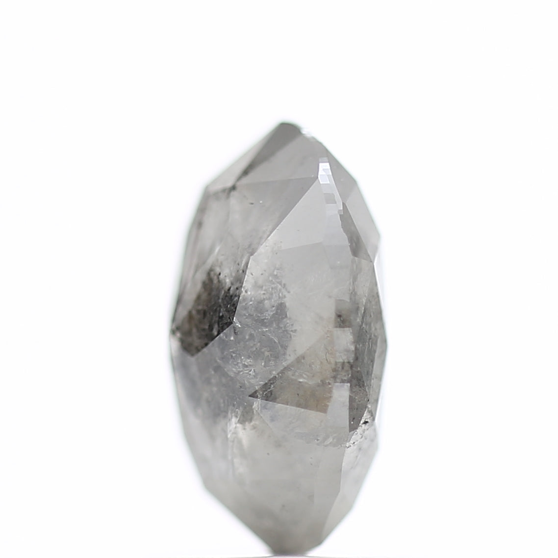 1.60 Carat Rose cut Fancy Gray Oval Salt and Pepper Diamond 8.52 MM