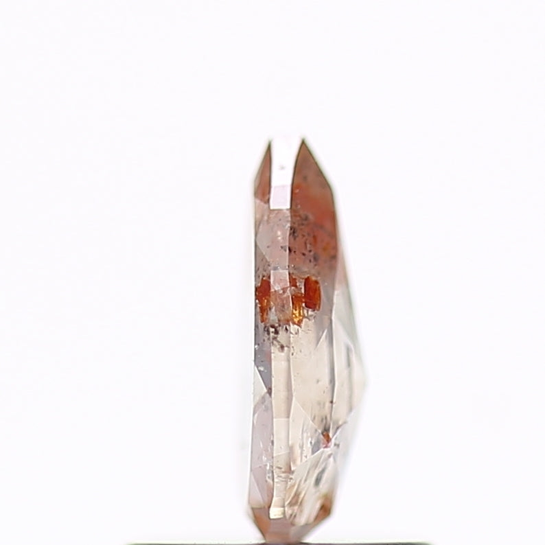 0.56 Carat Natural Peach Orange Pear Salt and Pepper Diamond 7.28 MM