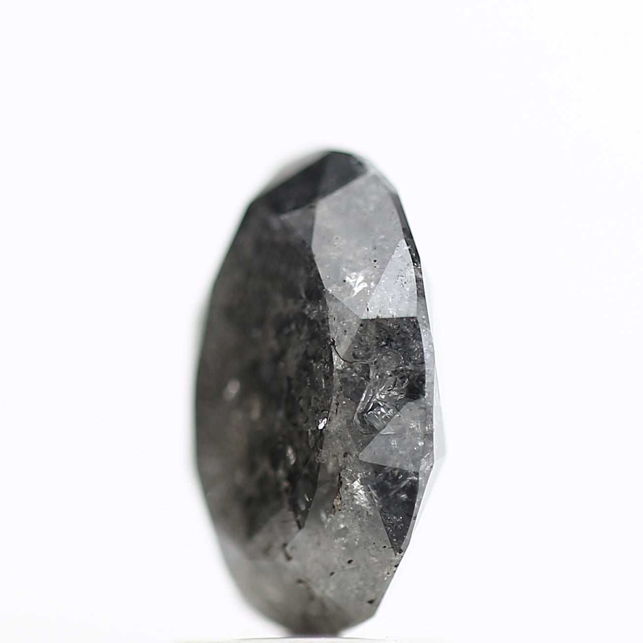 2.21 Carat Fancy Grey Salt and Pepper Oval Diamond 9.54 MM