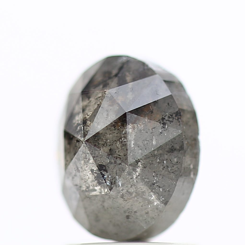 1.54 Carat Natural Gray Oval Rose Cut Salt And Pepper Diamond 7.42 MM