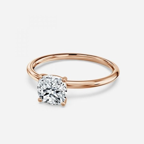 Bdaya Cushion Solitaire Engagement Ring 14K / 18K Solid Gold