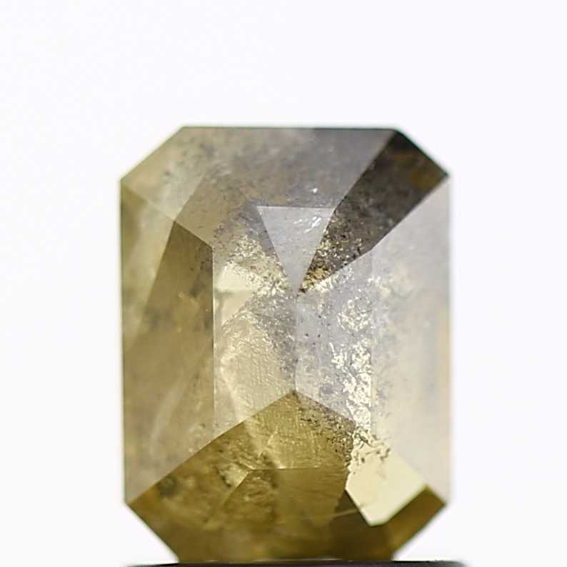 1.09 Carat 6.90 MM Fancy Rustic Yellow Emerald Cut Salt Pepper Diamond - Blackdiamond