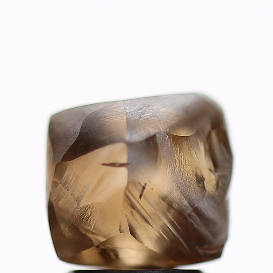 3.73 Carat Natural Octahedron Fancy Champagne Brown Rough Diamond 9.11 MM
