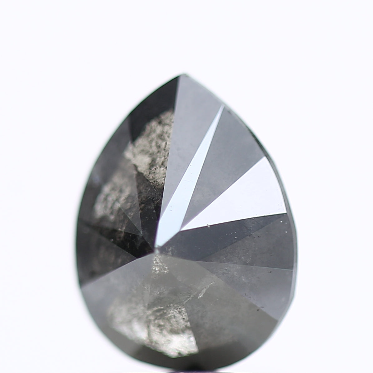 1.84 Carat Gray Black Salt and Pepper Pear Diamond 9.16 MM