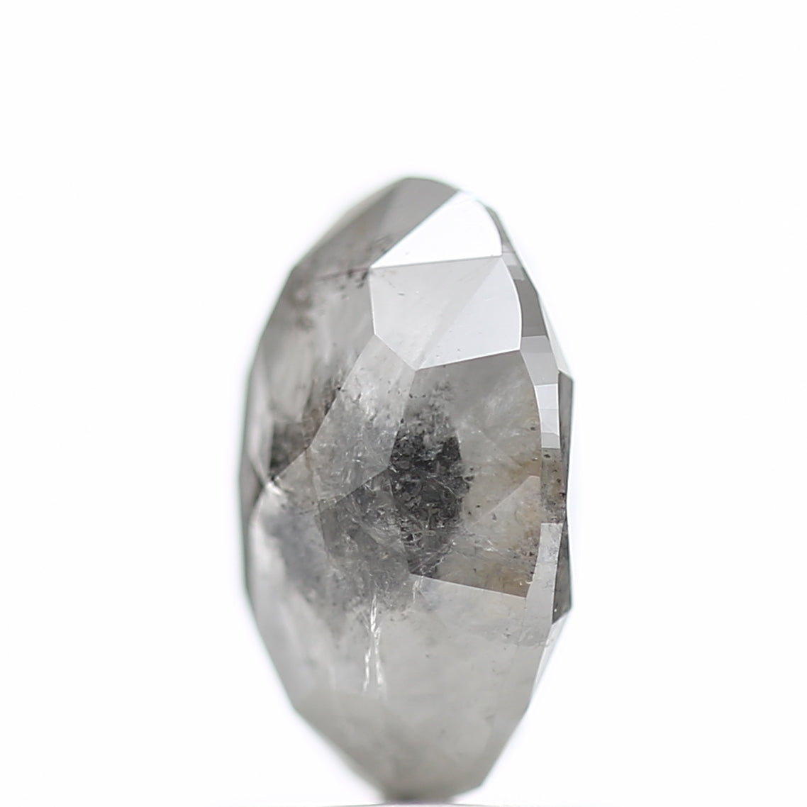 1.60 Carat Rose cut Fancy Gray Oval Salt and Pepper Diamond 8.52 MM