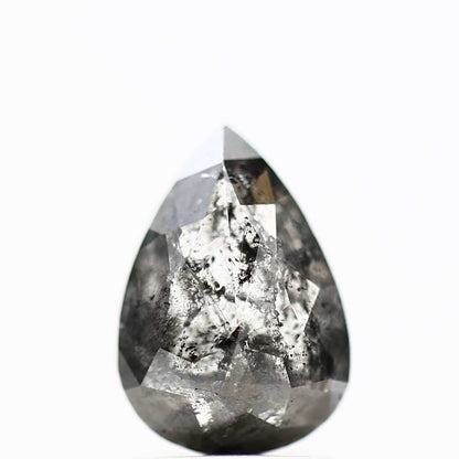 1.90 Carat Natural Diamond Gray Salt and Pepper Pear Diamond 9.27 MM